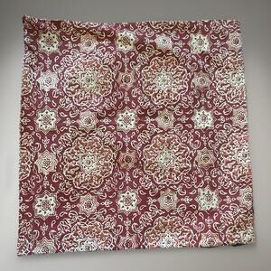 Pottery Barn Cotton Batik Style Medallion Print Brick Red Pillow Cover 24 sq